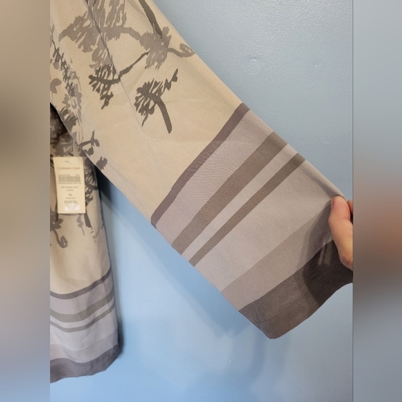 Coldwater Creek Silk Border Print Cardigan Jacket Beige NWT M - Picture 3 of 10